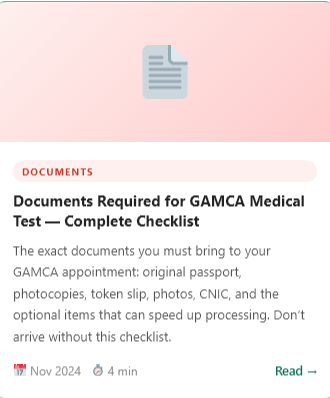 GAMCA Medical Test Documents Required