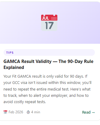 GAMCA Wafid result validity 90 days